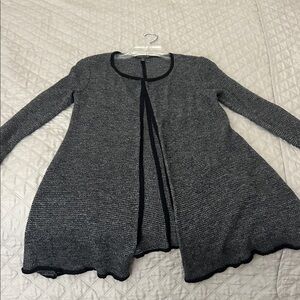 Eileen Fisher Black and Gray Open Cardigan